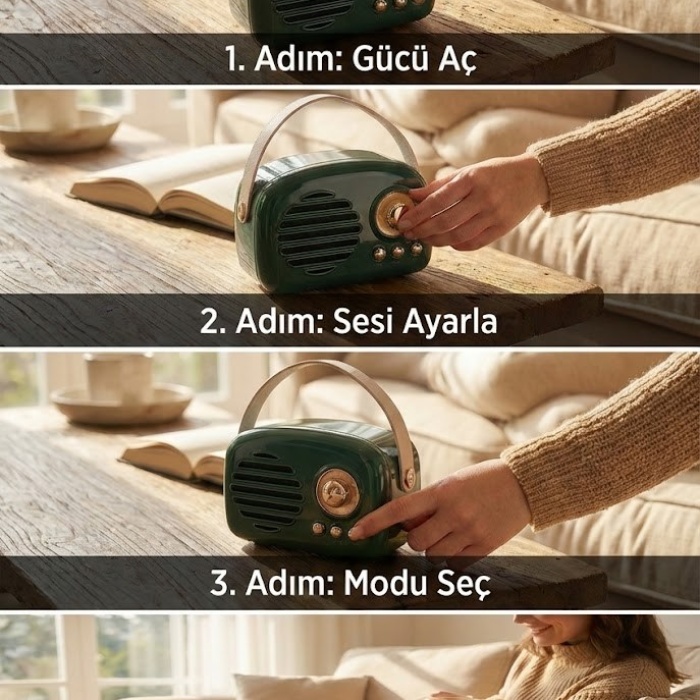 ® Yeni Ürün Nostaljik Retro Bluetooth FM Radyo, USB ve Bluetooth Kablosuz Hoparlör